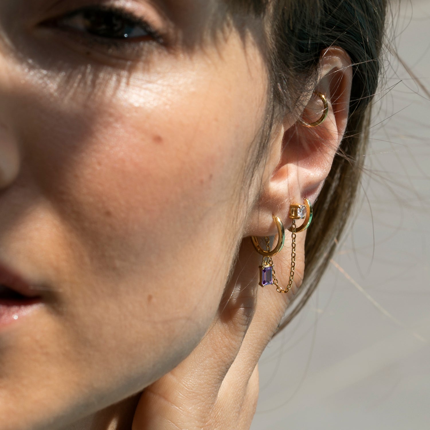 Purple Stone Drop Huggies