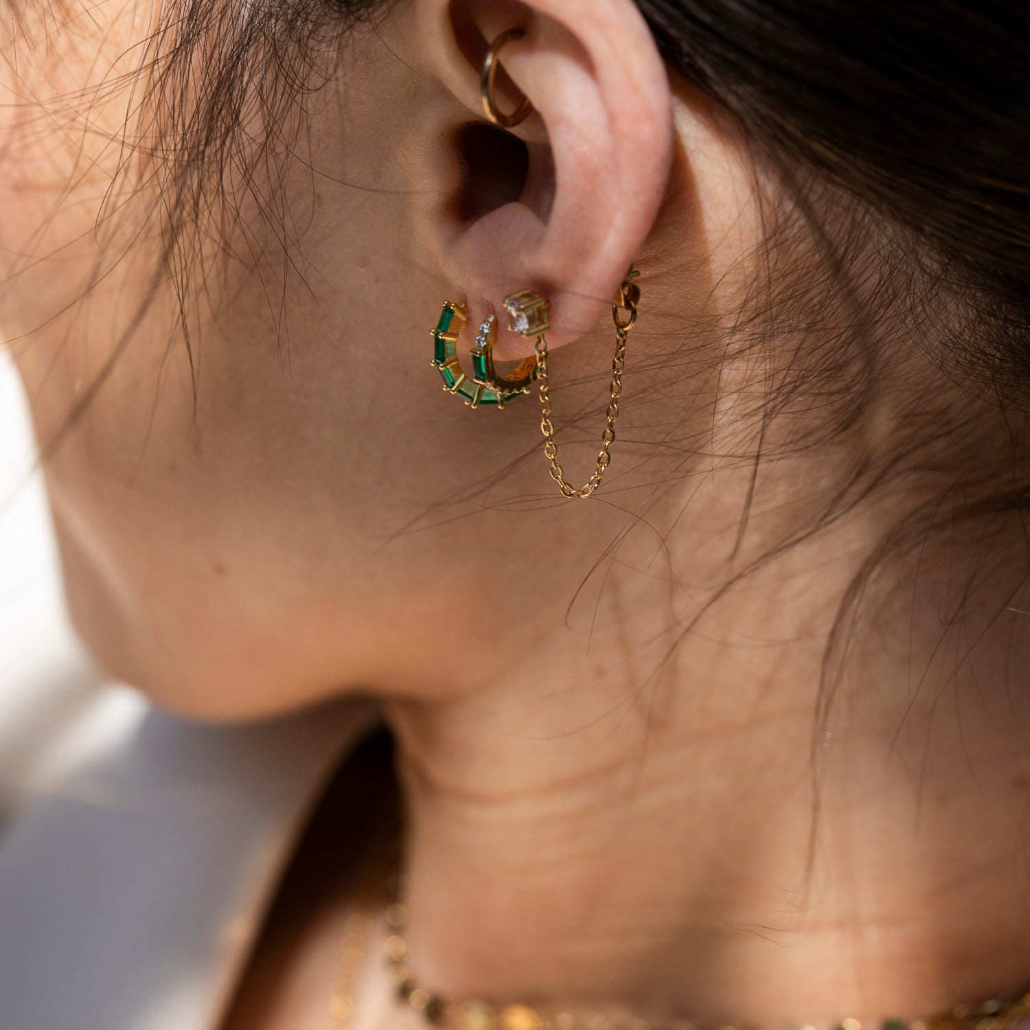 Chain Zircon Earrings