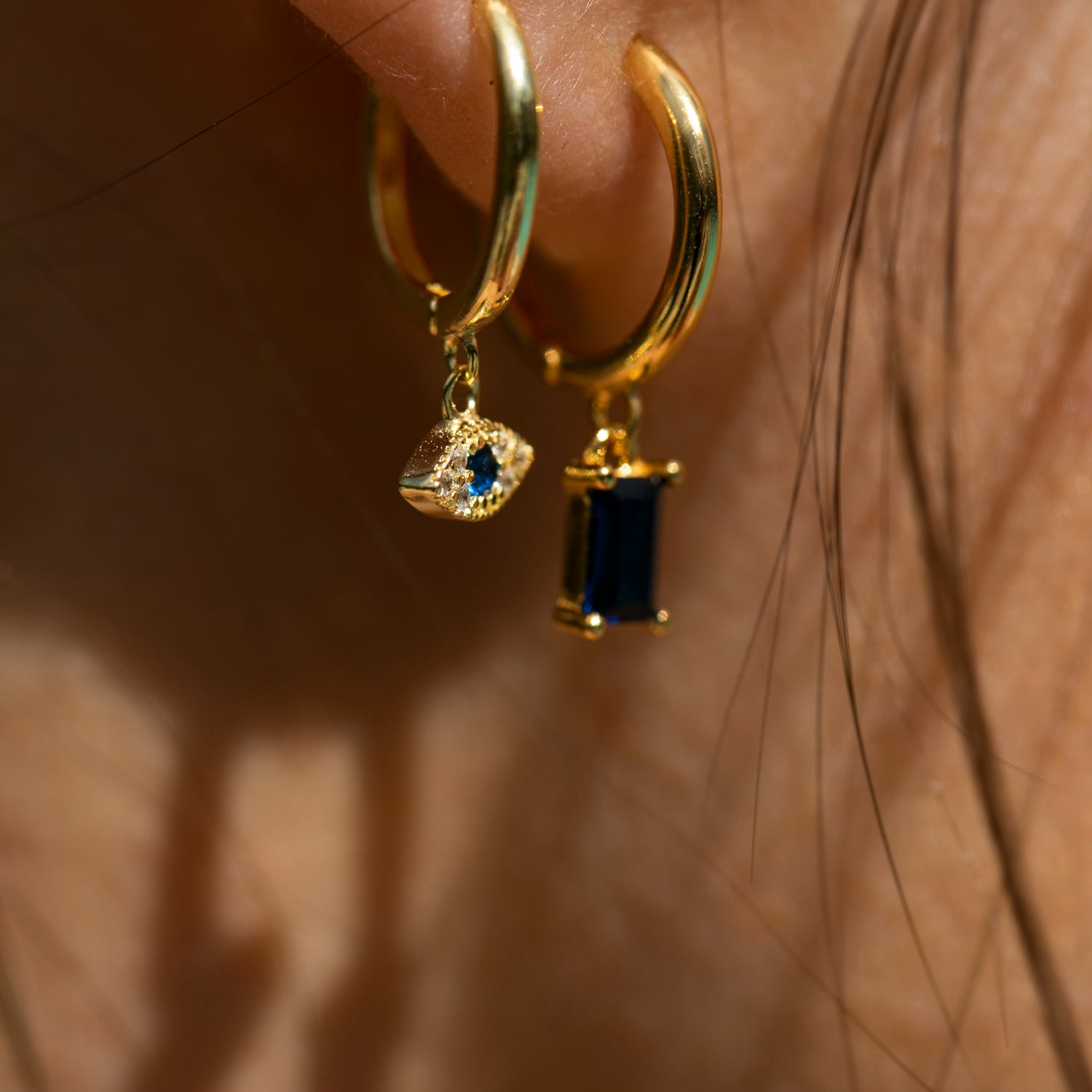 Blue Stone Drop Huggies