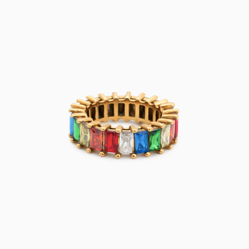 Multi-Coloured Crystal Ring