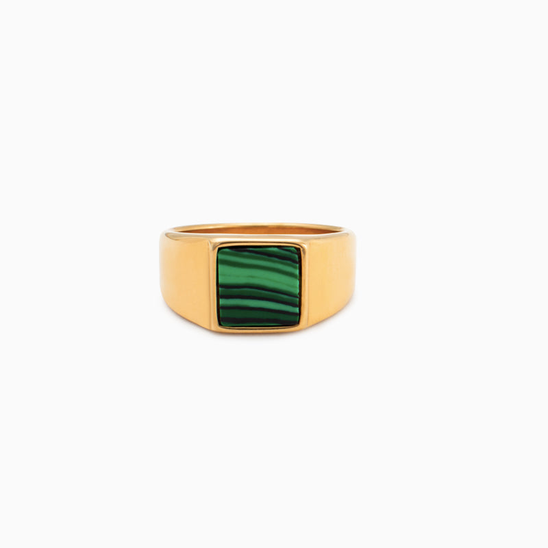 Bold Green Signet Ring