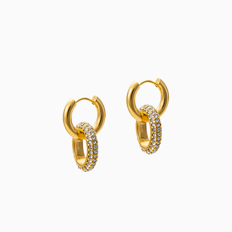 Crystal Two Hoop Earrings