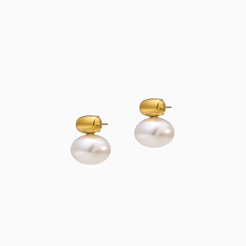 Round Pearl Stud Earrings