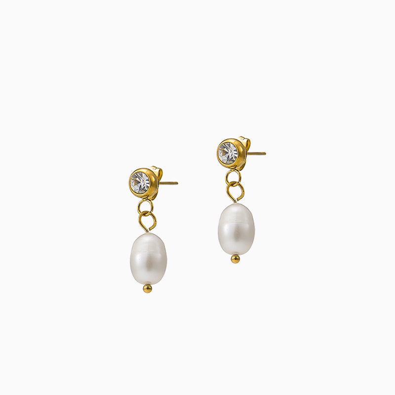 Pearl Crystal Drop Earrings