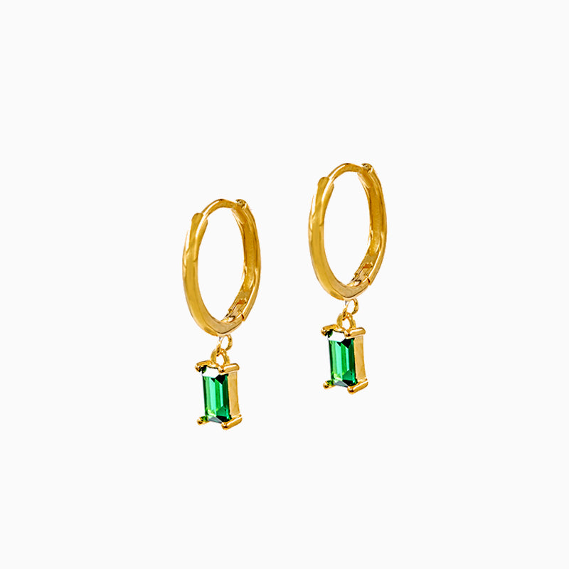 Green Stone Drop Huggies