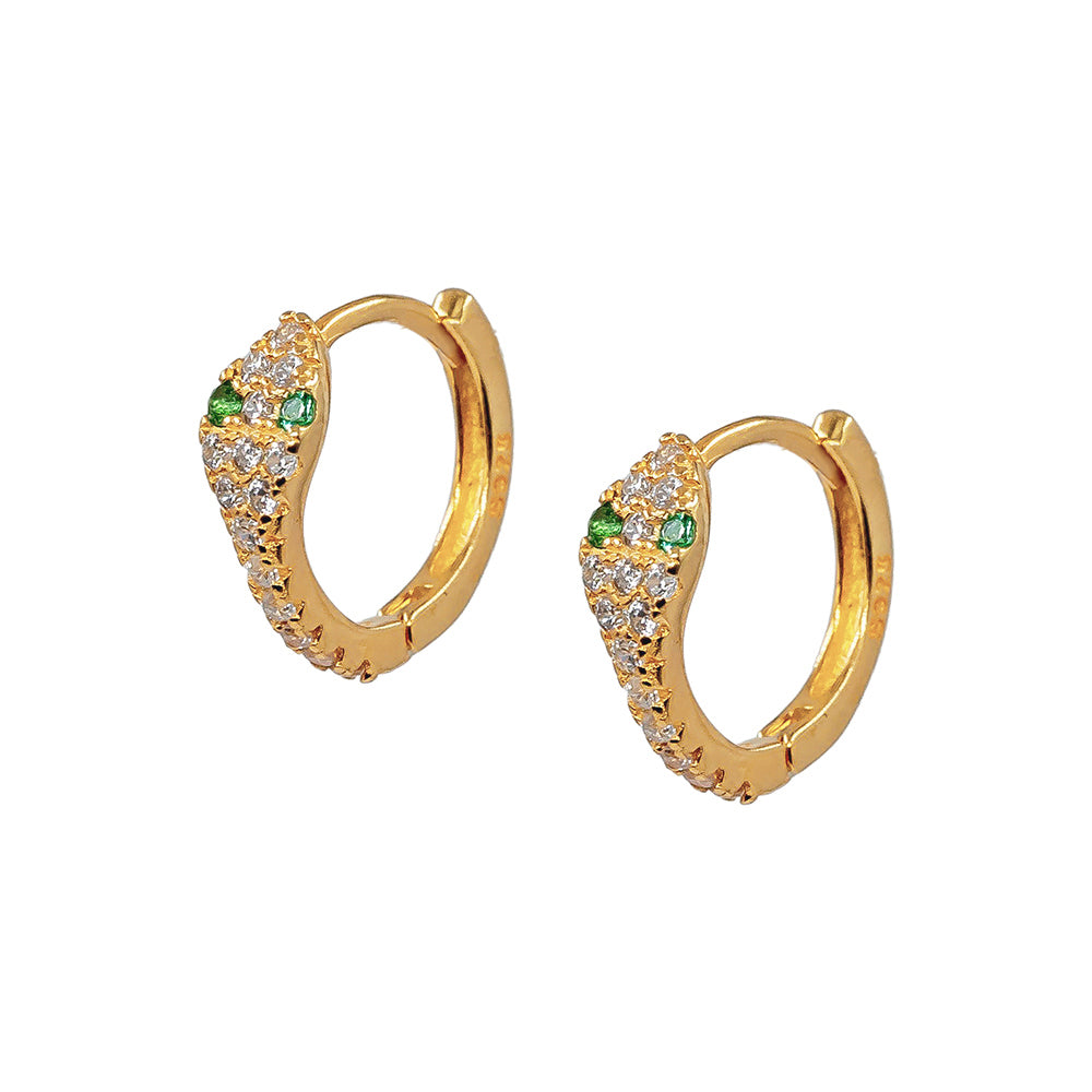 Green Eyed Snake Zircon Huggies