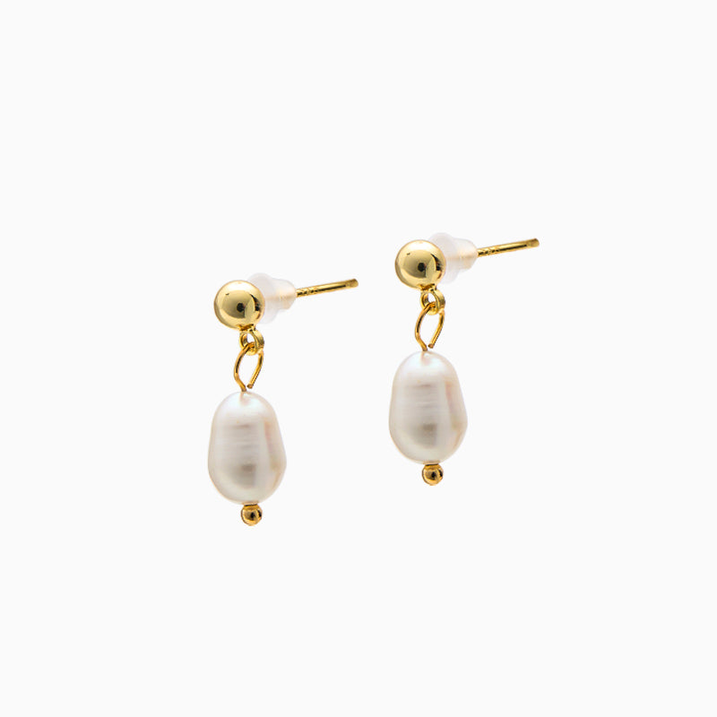 Pearl Oval Stud Earrings