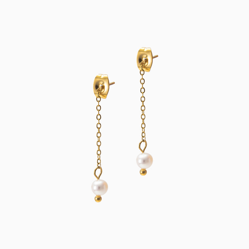 Chain Drop Pearl Earrings