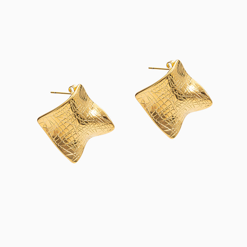 Gold Flat Square Earrings